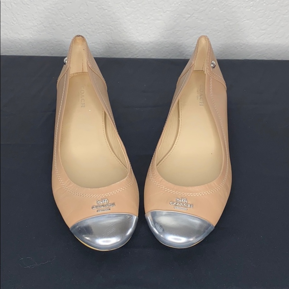 Coach silver toe flats